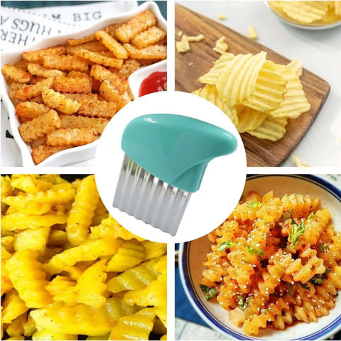 2 Piece Wave Waffle Crinkle Cutter Set For Potatoes And Vegetables, French Fry Cutter Slicer For Home Kitchens with crinkle chips
