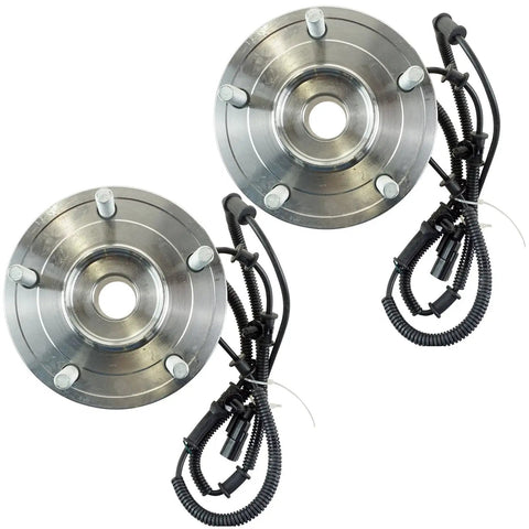 Rear Wheel Bearing And Hub Assembly Set For 2008 2011 Chrysler Town And Country, 2008 2011 Dodge Grand Caravan, And 2009 2011 Volkswagen Routan Two Piece Replacement Kit DIY Ready viewed from top with electrical connectors