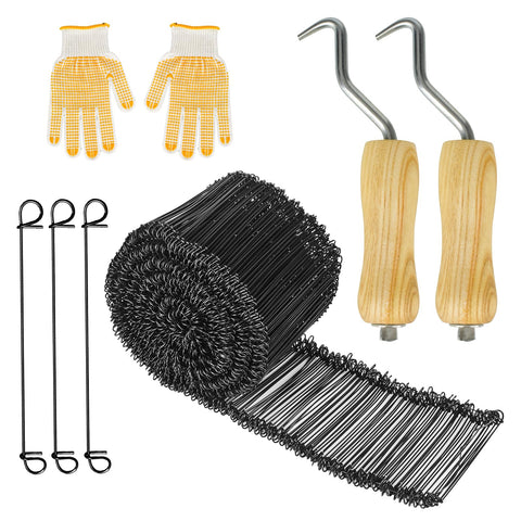 1000Pcs Rebar Tie Wire Set With 2 Tie Wire Twisters And Gloves, 6 Inch Double Loop 16 Gauge Steel Bar Ties, included gloves and twisters.