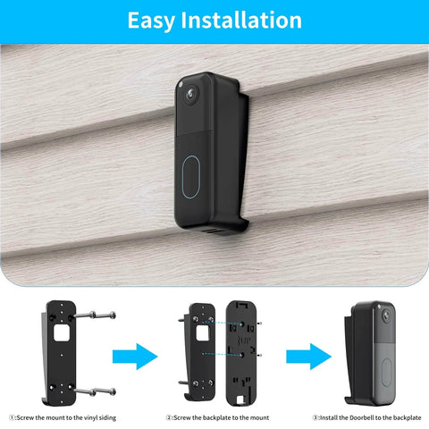 Vinyl Siding Mount For All New 2nd Gen Video Doorbell Camera, Adjustable Corner Wedge Kit For 4 Inch Standard Vinyl Siding, Black