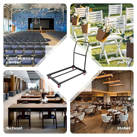 Heavy Duty Folding Chair Dolly Cart Up To 1500 Lbs With Thickened Steel Plates L Shaped Chair Rack shown with event venues.