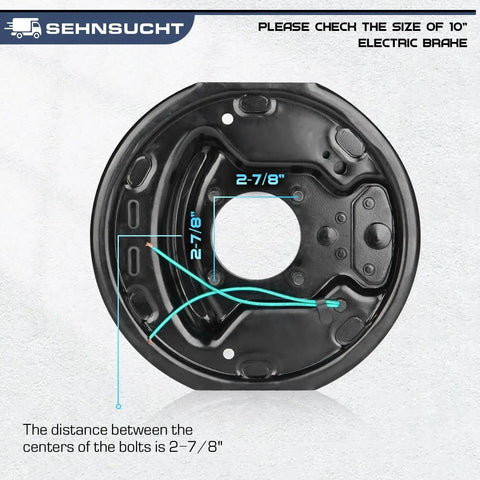 Front view of trailer axle electric brake kit component with measurements for 3500 pound axles, visible bolt circle.