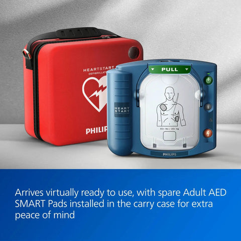 Grab And Go OnSite AED Defibrillator Kit With CPR Guidance And Voice Prompts, Philips HeartStart M5066A R01BPB with carry case