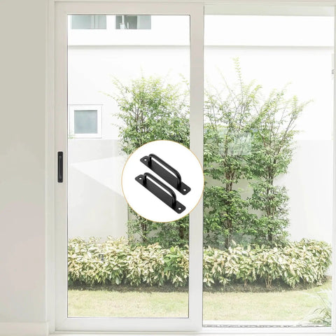 4 Pack Black Aluminum Alloy 5 Inch Hole Center Gate Handles For Sliding Barn Doors And Bifold Closet Doors With Plate Includes 8 Screws Durable Door Pull Handles For Pocket Doors Heavy Duty Construction