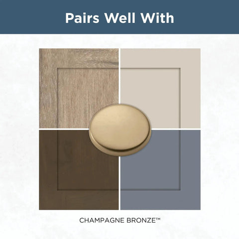 Champagne Bronze Cabinet Handles tone-matching guide with four complementary colors for design coordination.