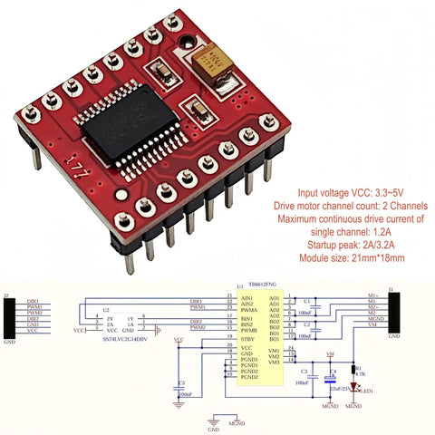 TB6612FNG Dual Channel DC Stepper Motor Driver Module Controller Board with schematic diagram