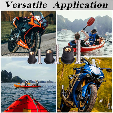 36 Pairs M4 M5 M6 Neoprene Well Nuts With Stainless Steel Screws Kit For Kayak Boat Marine Windscreens And Motorcycles