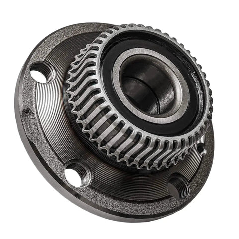 Rear 2-Piece Wheel Bearing Hubs Assembly Replacement For Volkswagen Jetta Beetle Golf City And Audi TT Two Wheel Bearing And Hub Assembly Kit Fits 1998-2010 VW Golf Jetta Beetle showing a close-up of the hub with a 5-bolt pattern and tone ring ABS.