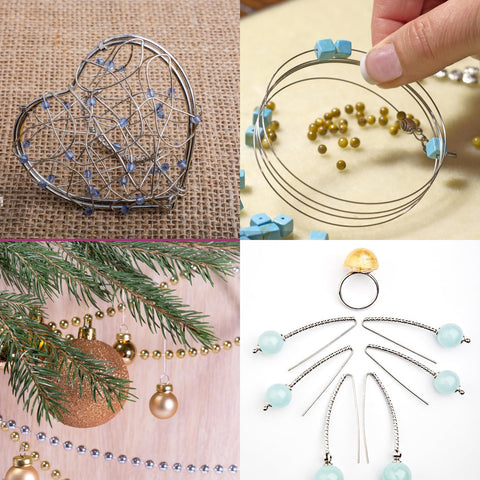 18 Gauge Aluminum Craft Wire 1mm 164ft Silvery Bendable Metal For Sculpting Doll Armature Flexible DIY Jewelry Making And Craft Projects shown in various craft applications.