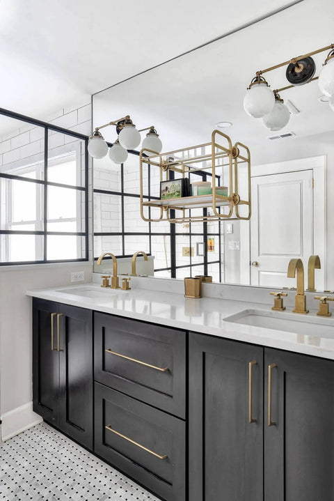 Champagne Bronze Cabinet Pulls With 7.6 Inch Center To Center Spacing Zinc Alloy Modern Handles on bathroom vanity