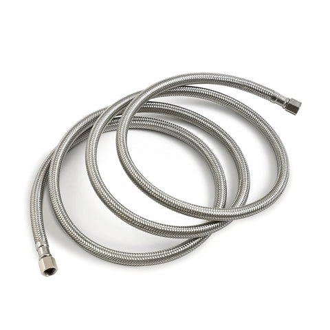 6 ft braided stainless steel ice maker water supply hose with 1/4 in compression fittings, Amazon brand