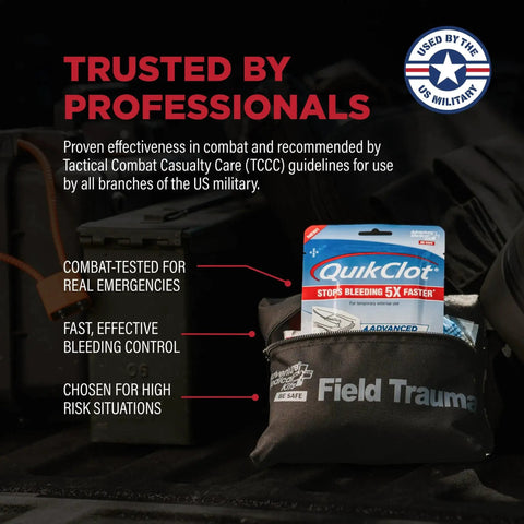 Fast Bleed Clotting Gauze Kaolin Hemostatic Dressing by Adventure Medical Kits in military setting