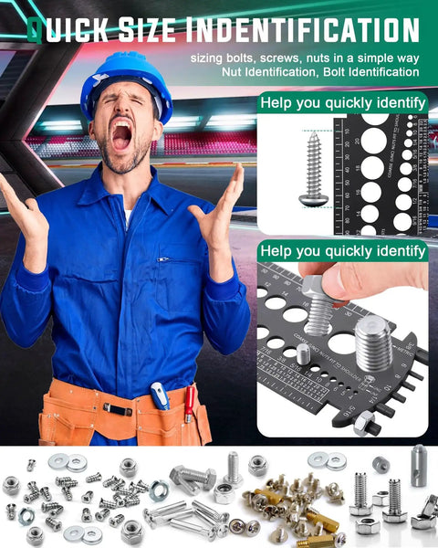 Bolt Gauge For Metric And SAE Quick Sizing Of Nuts And Bolts Plastic Bolt Measuring Tool With An Easy To Read Bolt Size And Thread Gauge Great For DIY Projects Shop Work And Home Improvement