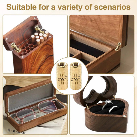4 Pack Hidden Brass Barrel Hinges 8mm, 180 Degree Concealed Hinges In Gold For Jewelry Boxes Cabinets Furniture And Wooden Cases