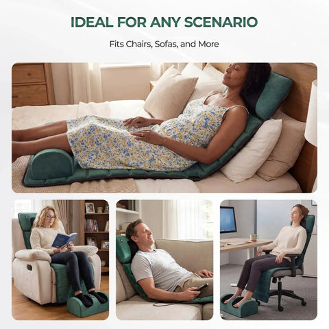 Ultimate Full Body Massage Mat With Heat And Detachable Neck Massager for home or office use on chairs, sofas, and beds.