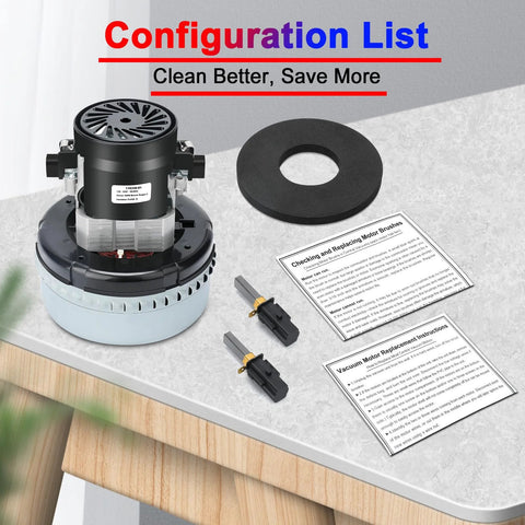 Atsmk 120V vacuum motor, 2-stage, high efficiency, 5.7-inch diameter, includes motor gasket 566 and mounting hardware