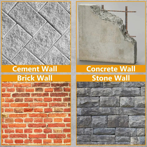 Comparison of cement, concrete, brick, and stone wall textures in a grid layout.