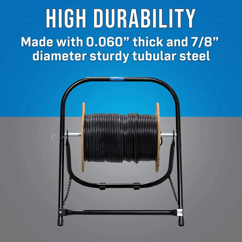 Beefy Steel Cable Caddy For Reels Up To 20 Inches In Diameter And 100 Lb Capacity, high durability, tubular steel frame