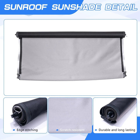 Sunroof Sunshade Cover For MKZ 2013-2016 Replacement DS7Z54519A02AB Gray showing edge stitching and rolled view