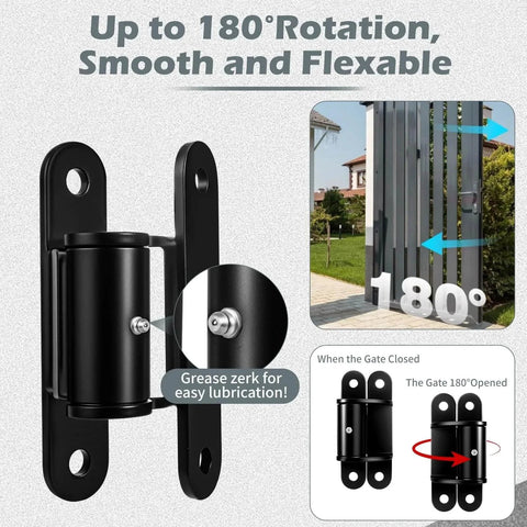 2 Pack 7 Inch Heavy Duty Gate Hinges With 1100 Lbs Maximum Load 180 Degree Swing Lubricable Ball Bearing Design