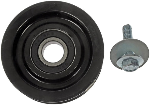 Accessory Drive Belt Idler Pulley for Ford Cars and Trucks Direct Replacement That Stops Squealing or Groaning and Keeps Drive Belt Tension On Point OE Quality Fit Application Specific for Select Ford Models with attached bolt.