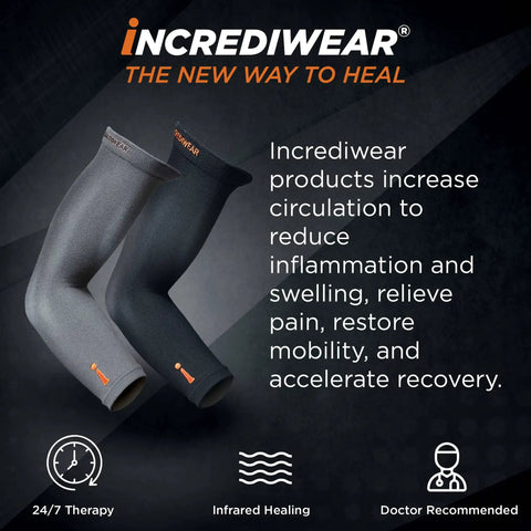 Elbow Sleeve For Joint Pain Relief And Inflammation Reduction With Circulation Boost shown in grey and black by Incrediwear