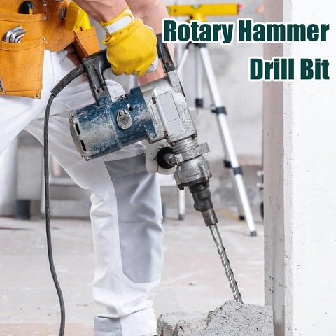 Worker using 1 Inch By 59 Inch SDS Plus Rotary Hammer Drill Bit For Concrete And Masonry Long Reach Carbide Tip Drill Bit