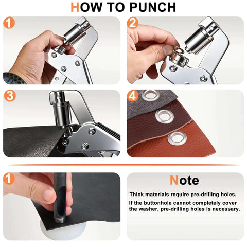 Instruction guide for using Grommet Tool Kit 500 Piece Set With Three Eighths Inch Grommets for tarps, fabric, and canvases