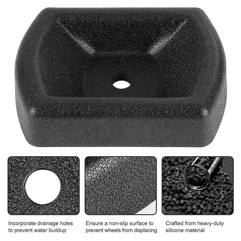 Heavy Duty Jack Wheel Chock Reinforced Rubber Wheel Dock For 6 Inch Jockey Wheels, Durable Wheel Stabilizer and Stopper