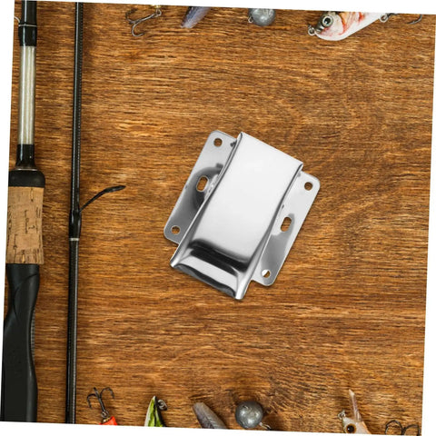 Stainless Steel Fish Cleaning Clamp Five Pack Multi Use Tail Stabilizer Tool with fishing equipment on wooden surface.