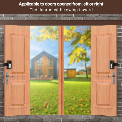 Anti Theft Video Doorbell Mount With Hidden Security Screws No Drill Mounting Bracket For Apartment Renters Home Office Or Room Setup Keeps Doorbell Safe From Theft Without Blocking Motion Sensor Not For Security Door Doorbell Not Included installed on double wooden doors.