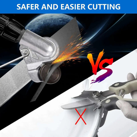 Comparison of Electric Drill Plate Cutter Attachment For Metal Cutting versus manual shears, showing efficiency and precision.