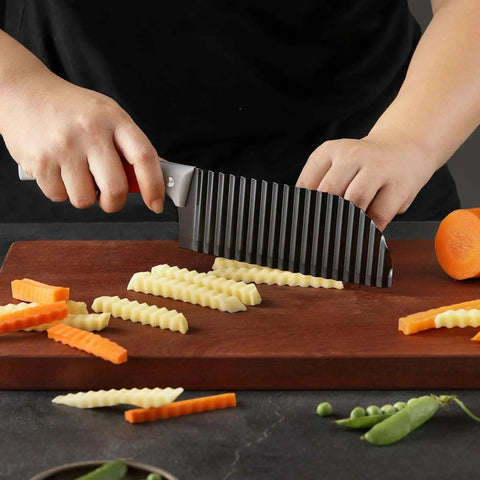 Crinkle Cut Knife For Veggies And Fries With Stainless Steel Wave Blade And Soft Rubber Handle Dishwasher Safe Crinkle Cutter