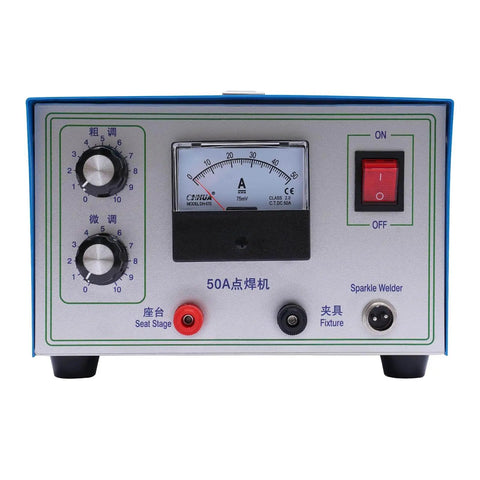 Front view of 500W 50A Jewelry Welder Kit With Spot Welding Machine, 110V Foot Pedal, Adjustable Soldering, Stable Arc for Metals