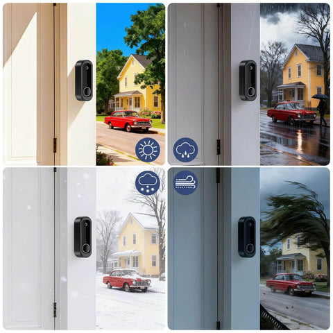 Adhesive No Drill Doorbell Camera Mount for Arlo Video Doorbell 2K Second Gen installed in various weather conditions