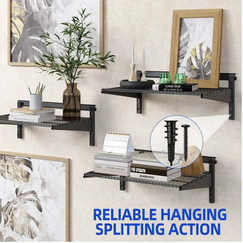 Self Drilling Size Eight Drywall Anchors And Screws Set, Heavy Duty Nylon And Glass Fiber Construction, installed on wall shelves