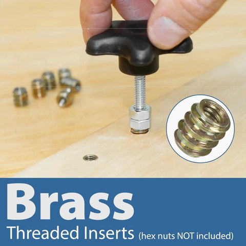 Hand adjusting knob in 46 Piece T Track Bolts And Knobs Kit With 1/4-20 Bolts And Threaded Knobs for woodworking jigs.