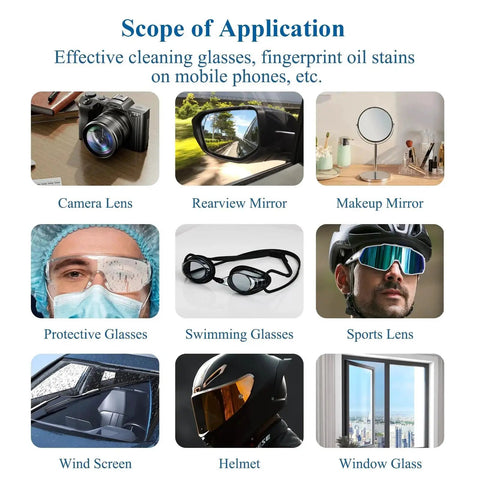 Uses for 320 Premoistened Cleaning Wipes For Glasses Screens And Cameras, including mirrors, lenses, and windows