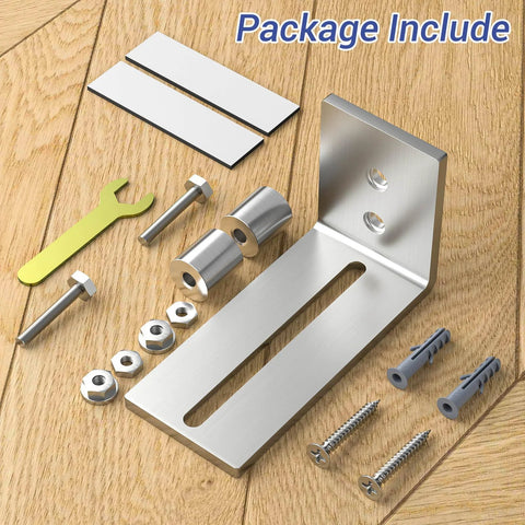 Bottom Floor Guide For Barn Doors Adjustable Stainless Steel Roller Wall Mounted Sliding Door Guide For Door Thickness Up To Two And One Eighth Inches Easy Installation Smooth Quiet Operation Flush Bottom Design No Groove Install shown with installation hardware