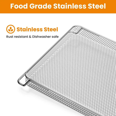 Close-up of Heavy Duty Stainless Steel Air Fryer Basket Replacement Trays Compatible With Foodi XL Oven DT201 DT251
