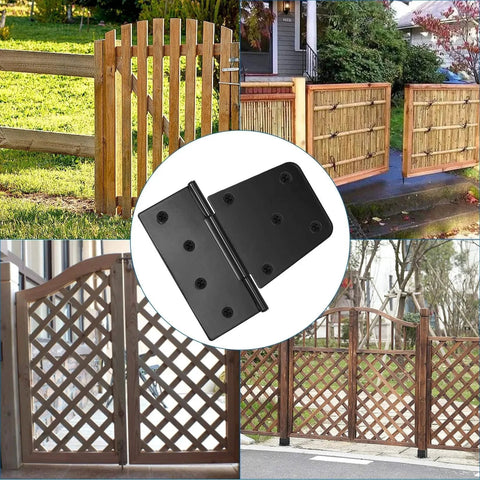 Heavy Duty Gate Hinges For Wooden Fences Set Of 6 Black Iron Barn Door Hinges With 54 Screws for outdoor gates