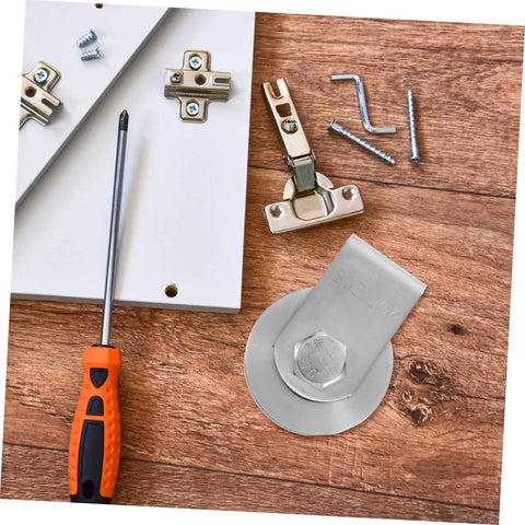 Stainless Steel Door Pulley Wheel Built Tough Track Roller For Sliding Gates Smooth Operation And Quiet Performance Durable Gate Roller For Doors And Lifting Equipment Easy Installation, shown with installation tools and hardware on wood surface.