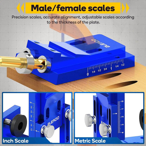 Pocket Hole Jig Kit For 15 Degree Angled Holes All Metal Woodworking Drill Guide For Precise Dowel Joints Aluminum Alloy Construction