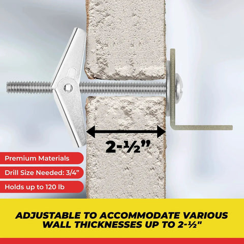 Spring Toggle Bolt Anchors Heavy Duty Wall Anchors For Hollow Walls Stainless Steel cross-section view installed in wall