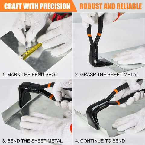 Three Piece Hand Seamers And Sheet Metal Bender Set With Straight 45 Degree And 90 Degree Pliers For Roofs HVAC Workshop