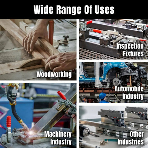 Various applications of Rock Solid 8 Pack Toggle Clamp Set With 200 Lb Holding Capacity Heavy Duty Quick Release Vertical Clamps