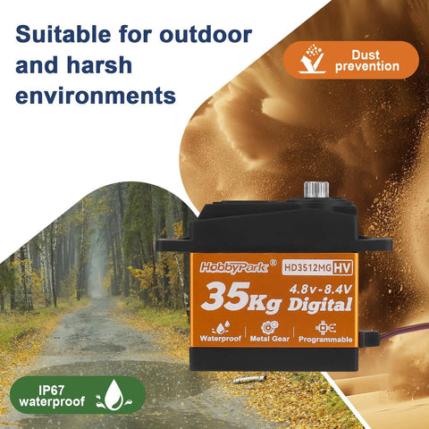 HobbyPark 35Kg digital RC servo with metal gears, waterproof IP67 for 1/8-1/12 scale RC cars