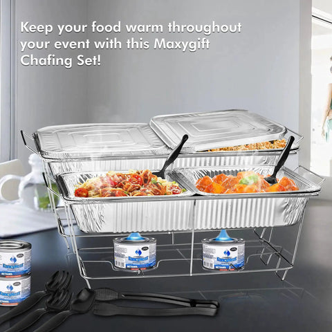 Chafing Wire Rack Buffet Stand 12 Pack Full Size Racks For Dish Serving Trays And Food Warmers with handles and fuel cans