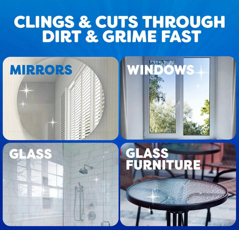 Fast Shine Foam Glass Cleaner No Drip Aerosol Spray cleans mirrors, windows, shower glass, and glass furniture surfaces.