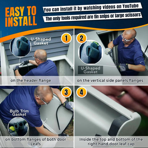 Man installing Basement Door Weatherstrip Kit For Bilco And Gordon Doors With Four Cap Seal Pads One Bulb Trim Gasket And One U Shaped Gasket Includes Five Year Free Replacement Easy Install
